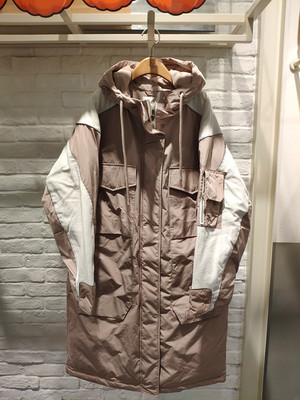 米蔻百家好冬季新款韩明星同款中长款连帽女式羽绒服外套HTDJ721L