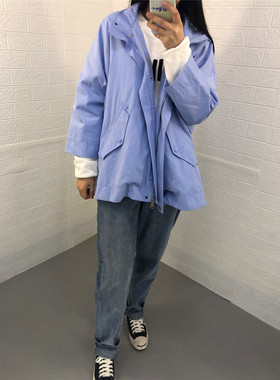 米蔻百家好春秋季新款韩版连帽A型风衣女式外套HTJP320F