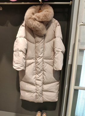 米蔻百家好冬季新款韩版中长款加厚大毛领女式羽绒服外套HTDJ720E