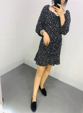 米蔻百家好春秋夏新款韩版显瘦碎花中长款女式连衣裙HUOP521F