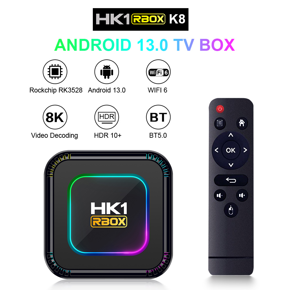 HK1 RBOX K8 RK3528 OTT TV BOX 2.4G/5G双频蓝牙5.0 androd13.0