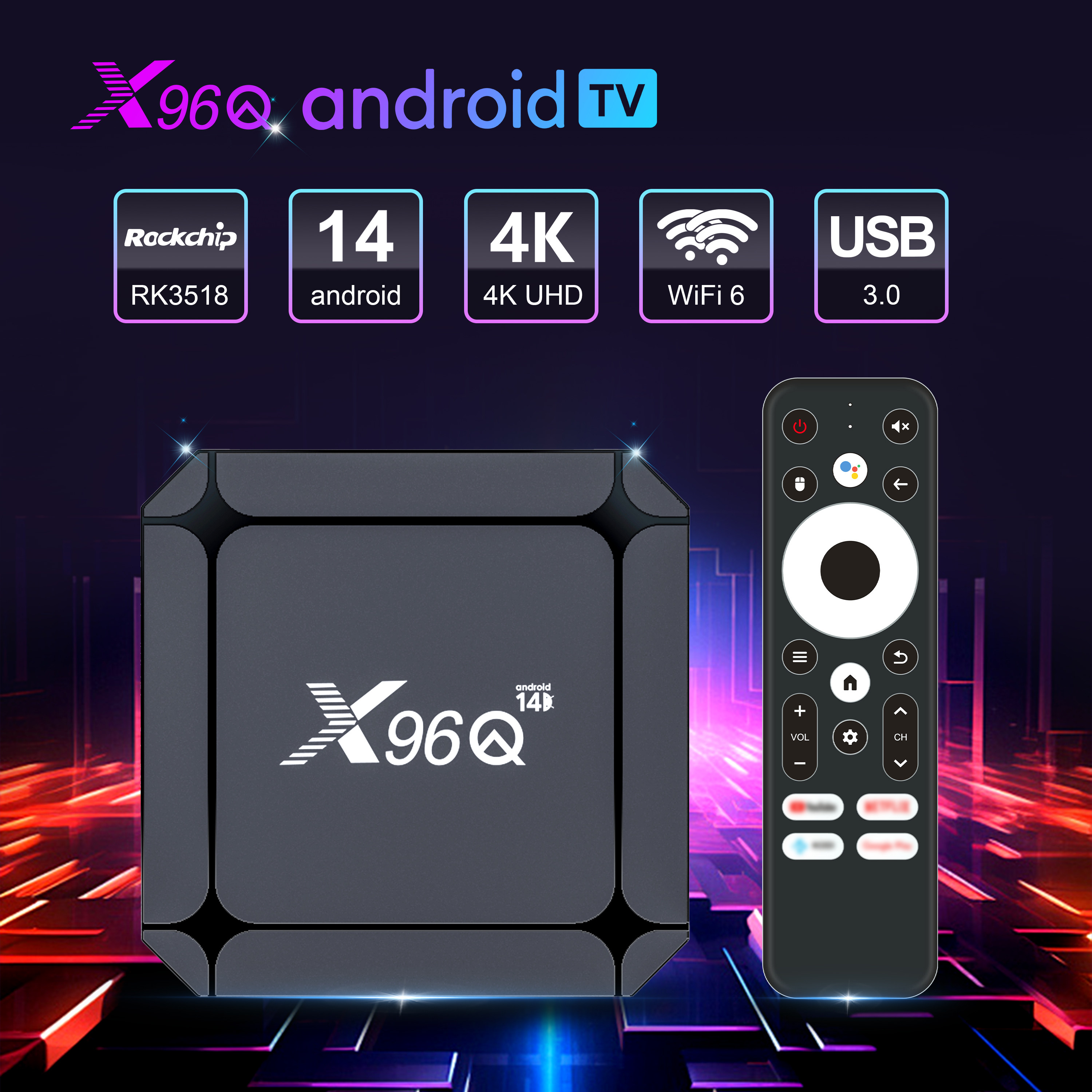x96q RK3518 Android 14.0 4k 四核 2GB/16GB set-top box图片