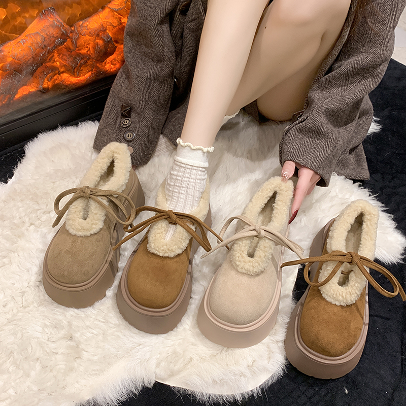永希女鞋系带百搭棉鞋
