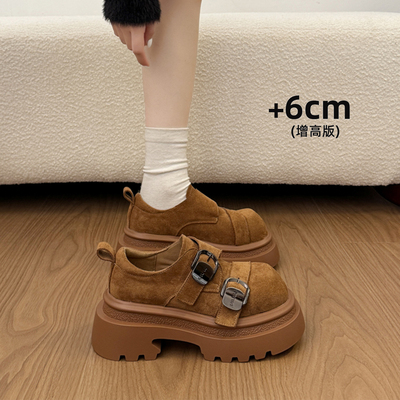 永希女鞋复古皮带扣小个子乐福鞋