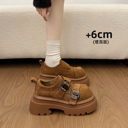 永希女鞋复古皮带扣小个子乐福鞋