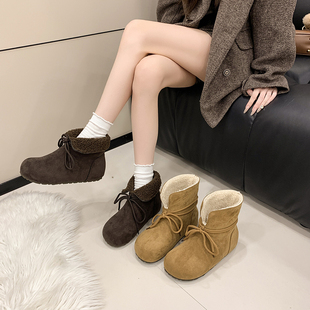 百搭内增高雪地靴 加绒保暖靴子时尚 两穿勃肯短靴女2025年冬季 新款