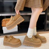 女2026年春季 新款 一脚蹬百搭单鞋 复古厚底勃肯鞋 小个子增高乐福鞋