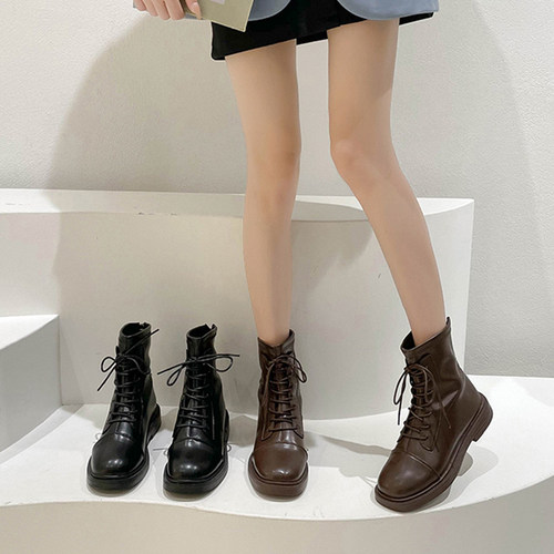 永希女靴厚底黑色英伦风马丁靴