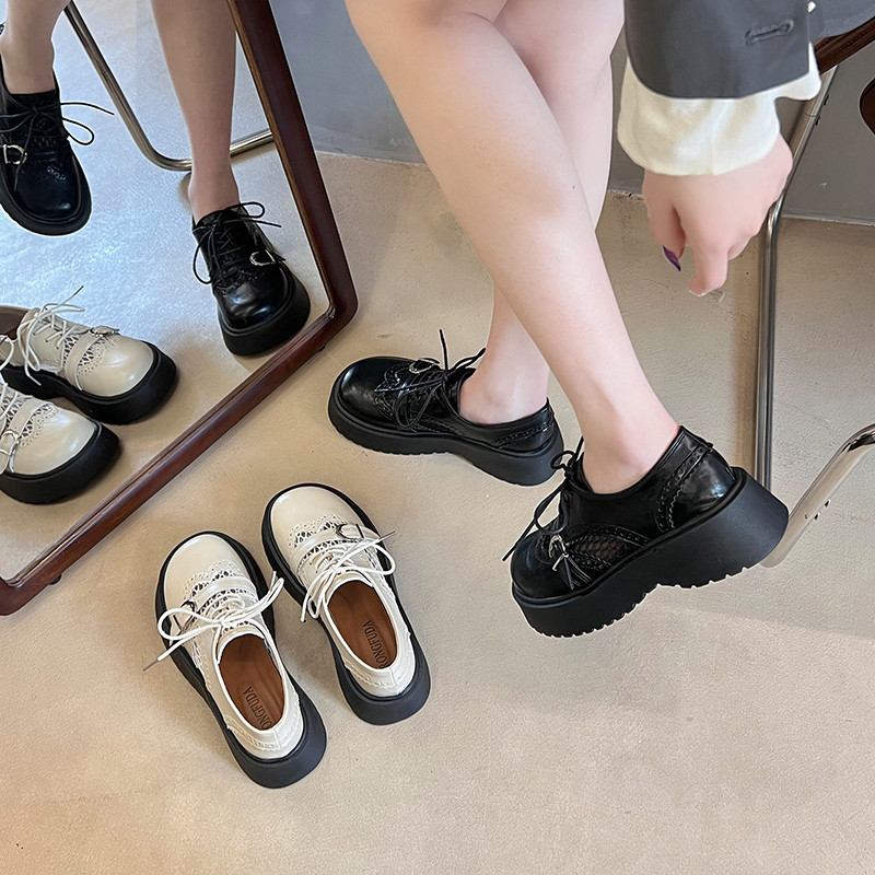 小个子厚底单鞋女2026年春季新款系带增高小皮鞋配裙子时尚乐福鞋,女鞋,深口单鞋,淘宝优惠券,粉丝福利购,淘宝优惠卷