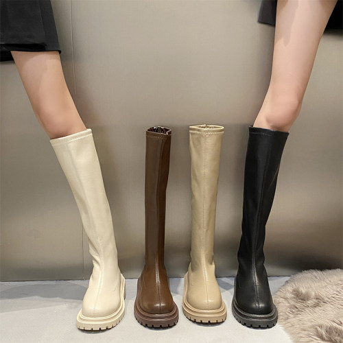 永希复古骑士靴厚底显瘦长筒靴子