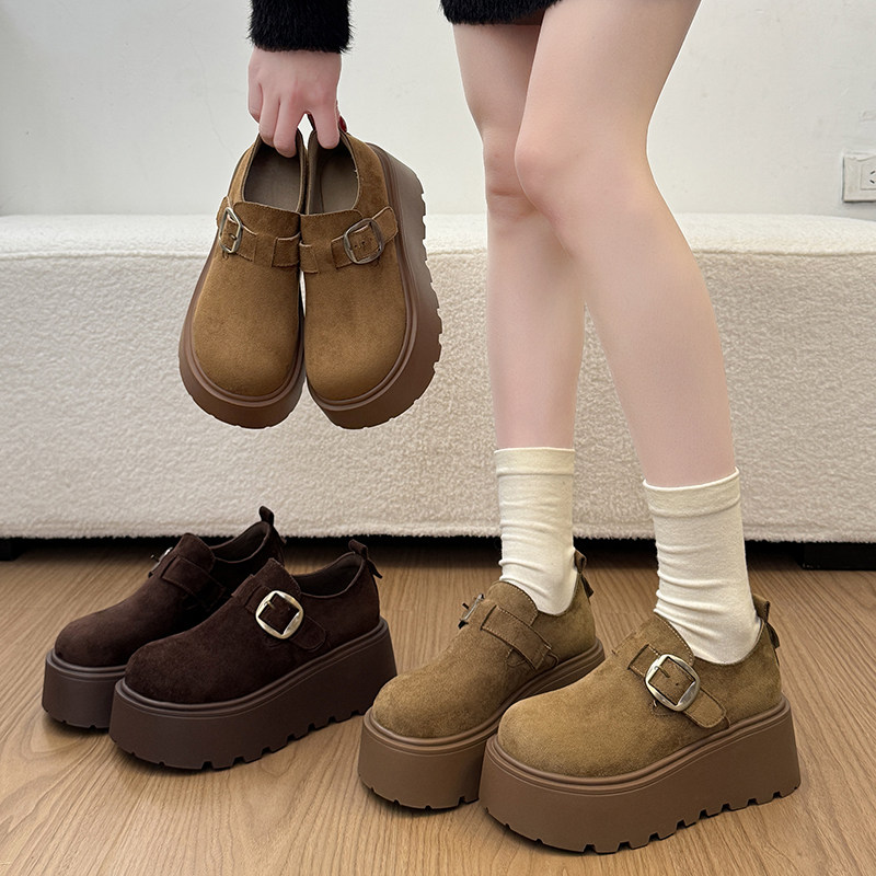 厚底气质勃肯鞋女2026年春季新款法式小个子乐福鞋休闲配裙子单鞋,女鞋,深口单鞋,淘宝优惠券,粉丝福利购,淘宝优惠卷