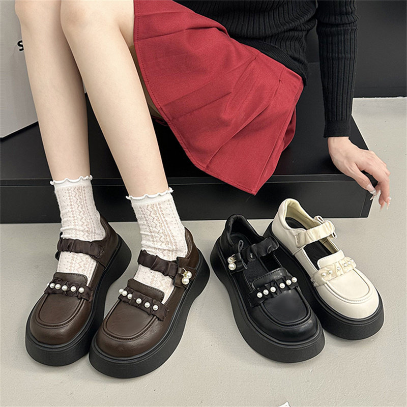 学院风厚底玛丽珍鞋女2026春季新款配裙子单鞋增高时尚黑色小皮鞋,女鞋,深口单鞋,淘宝优惠券,粉丝福利购,淘宝优惠卷