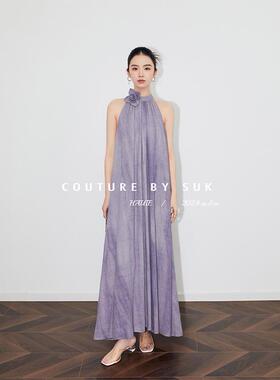 SUK 翩翩夏意！2026新款露肩挂脖长裙夏季法式高级感吊带连衣裙女