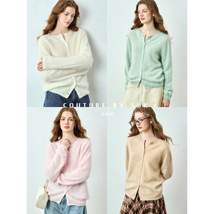 毛衣 100%羊绒秋冬简约高级低饱和色系软糯开衫 SUK 云绒简语