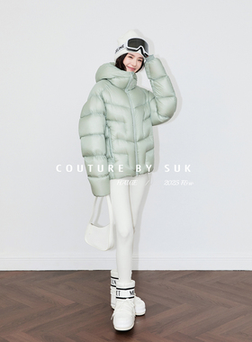 SUK 时尚冬锐！2025冬季户外90白鹅绒连帽保暖防风功能性羽绒服女