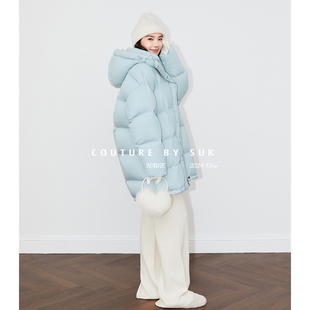 廓形立体充绒连帽中长款 SUK 新款 冬季 云朵泡芙羽绒服女 冰岛苔原