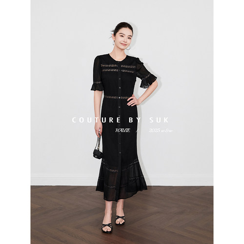 高腰收腰鱼尾连衣裙女夏季新款