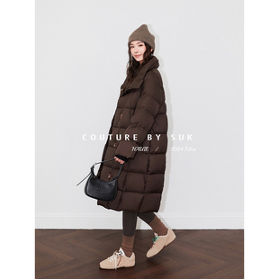 保暖加厚90白鹅绒羽绒服休闲时尚 SUK 中长款 冬季 过膝女 温暖堡垒