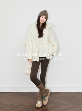 SUK 雪域绒华! 90鸭绒时尚高级感毛领派克短款羽绒服2025新款女