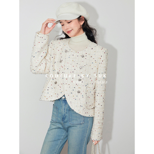 【现货】SUK ch@nel style！红色圆领短款双排扣小香风毛呢外套女