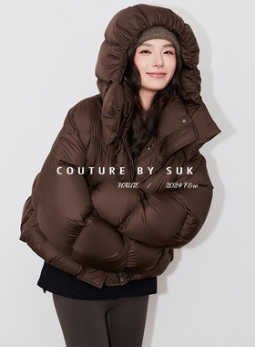 SUK 瑞雪盈冬！2025冬季新款加厚连帽宽松面包服90白鹅绒羽绒服女