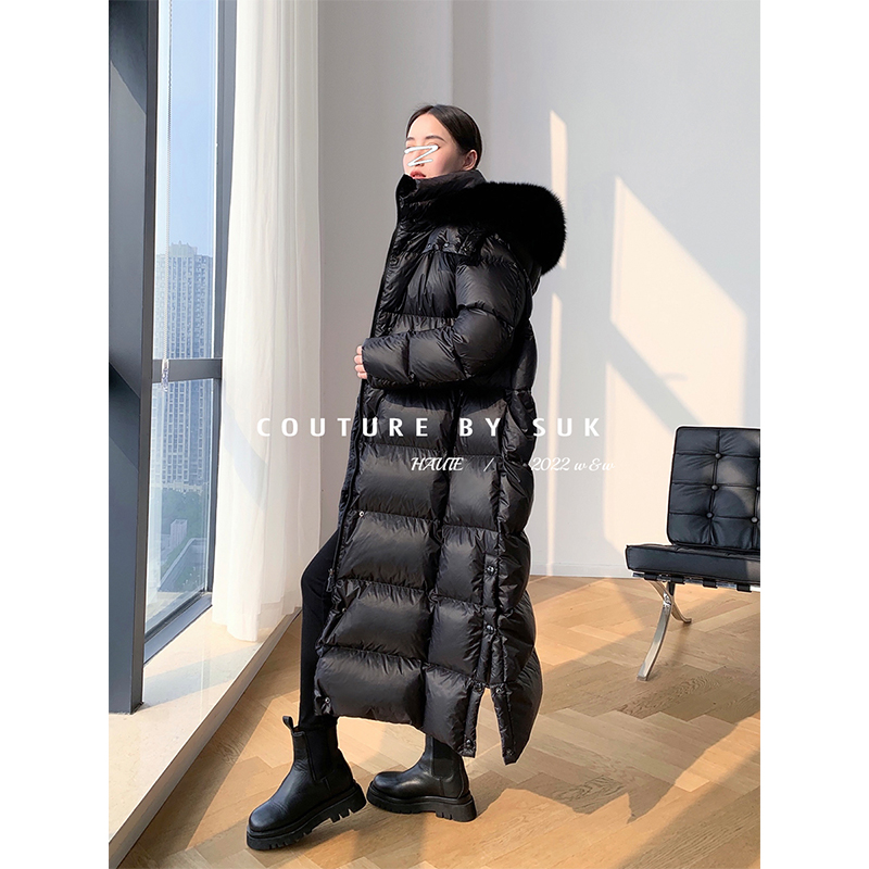 SUK 温情小暖炉！90白鹅绒长款可拆卸毛领羽绒服女2025秋冬新款女