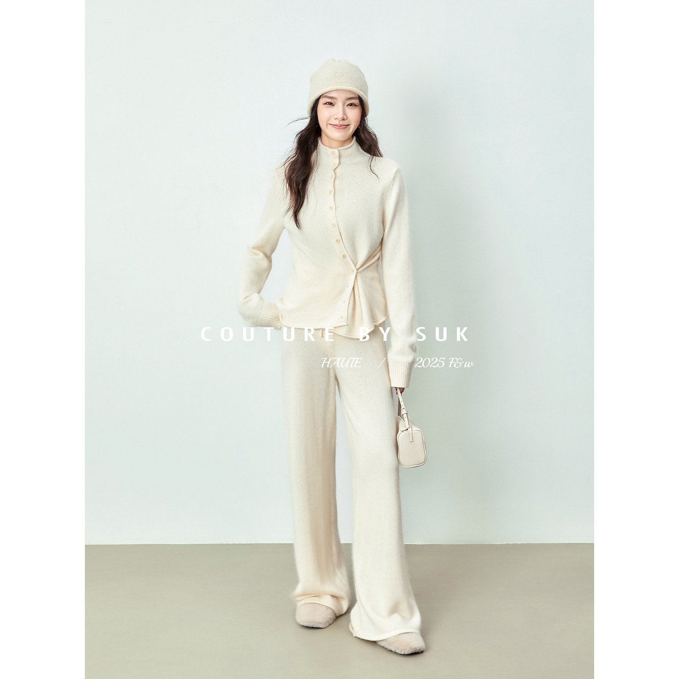 SUK 系扣雅织！浣熊绒羊毛混纺秋冬两穿立领针织衫阔腿裤两件套女,女装/女士精品,毛针织衫,淘宝优惠券,粉丝福利购,淘宝优惠卷