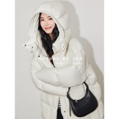 少女心事 2025冬季 新款 SUK 加厚中长款 宽松连帽90白鹅绒羽绒服女