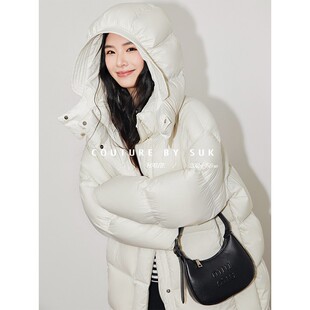 加厚中长款 SUK 新款 2025冬季 宽松连帽90白鹅绒羽绒服女 少女心事