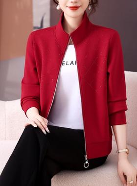 腿妈妈外套士春秋82839704女减龄中老年步运动服套装宽松休跑闲阔