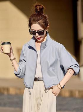 皮衣外女20百25春新秋款宽松休闲高腰搭机车皮夹克 YYG82930-G套8