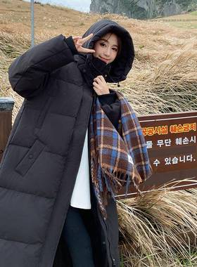 黑色长款羽C309-773绒服加女冬季2025新款版韩宽白松厚过膝中戏90