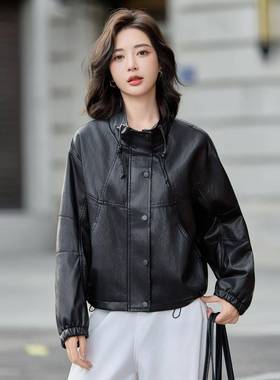 2025秋新款女式皮衣松显瘦外季套领时尚百宽搭休闲外立套YGYG8298