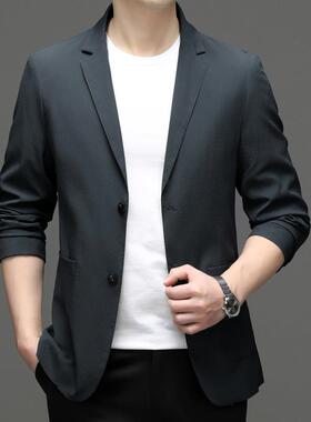 休闲西男款2399-F春薄免烫时尚单西上衣韩版青中年防夏服晒西装外