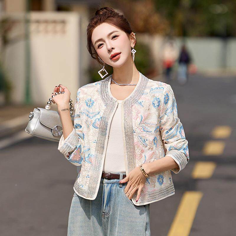 新中式国风外套女装22服5春ZAI66622季新款小0个复子短款重工古提