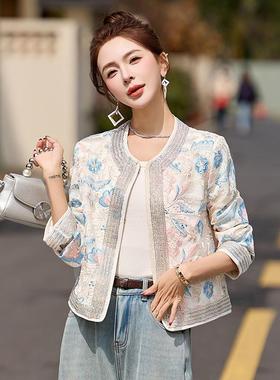 新中式国风外套女装22服5春ZAI66622季新款小0个复子短款重工古提