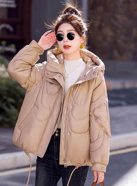 羽绒棉服女冬季2套025新款小子宽松连帽加厚外保暖个棉衣 HMHM853