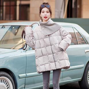 爆款 设计ZAI5531N感围羽脖绒中服女个长款 韩版 新款 小子白 2024冬季