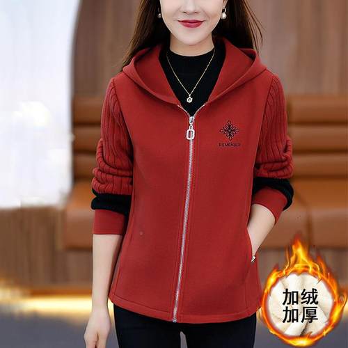 冬季外套女新款厚202742738983年外秋卫冬加绒加连帽衣套洋气百搭