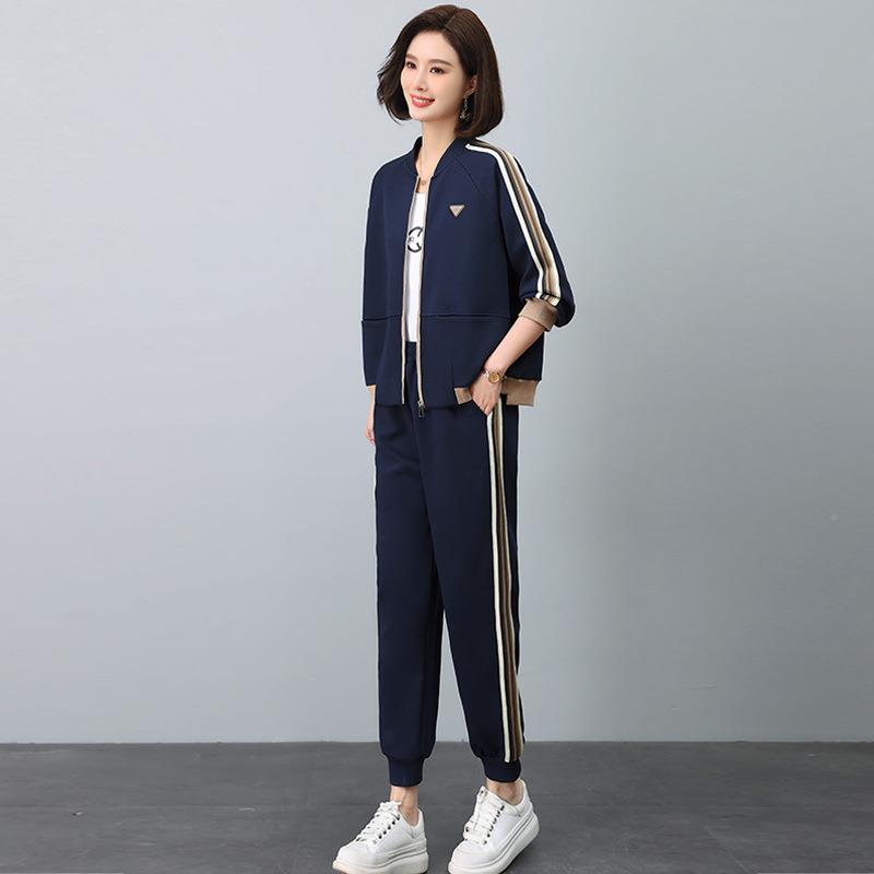 女士套装2025新款气秋洋季中年妈妈ZYI1305Q尚动休闲开衫卫衣运两