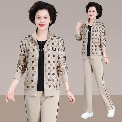 妈外妈82023135动服套春秋新装款中老年秋装女套中年上衣大运码洋
