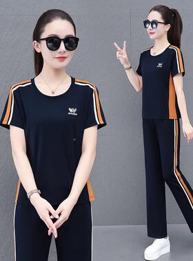 夏季新款年款两件套女时147-6552尚搭百休闲上衣长裤套装轻女