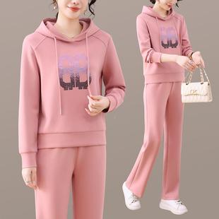 休闲套头 气96397728质减龄妈妈装 翻领运两动服套女春秋5202新装 款