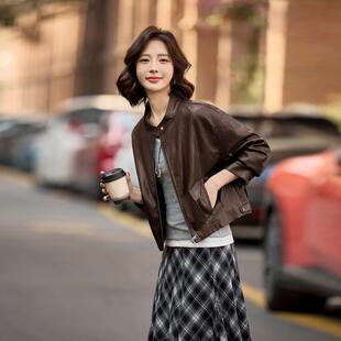 百百夹搭皮衣女款外套高级感春季搭小个子立领克GT8167-0上短衣