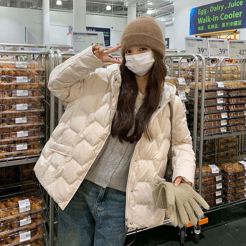 米白色短款轻薄羽绒绒服女冬季20D115-A3425新韩版小个子小5款款0