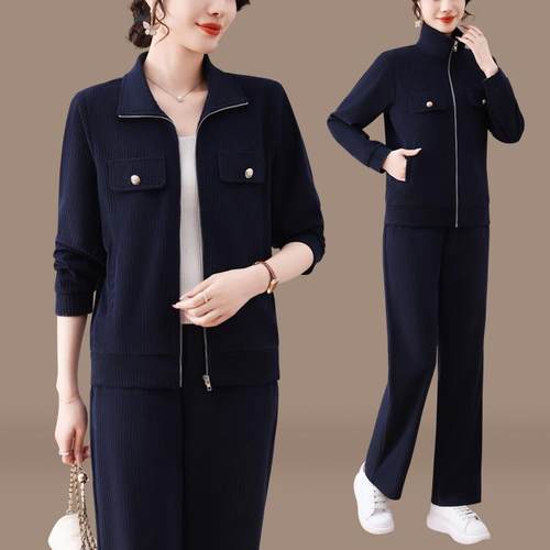 休中年妈妈96333990开衫闲运套2装女春秋025动新款时尚洋气跑步两