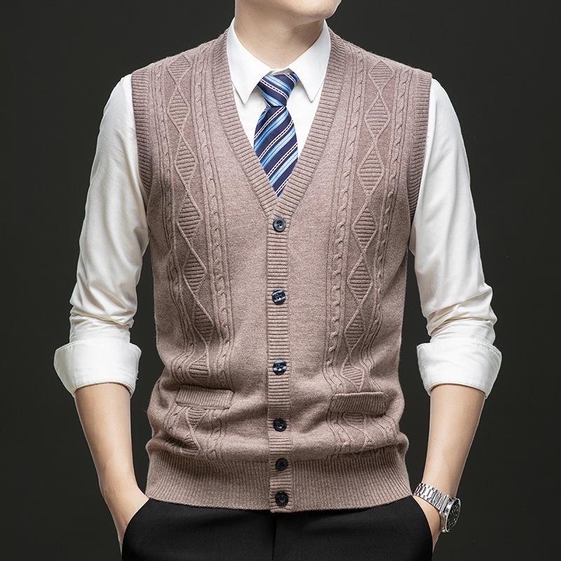 时尚山羊绒男背心冬季肩羊款加厚马甲81K07-TB羊毛坎毛衣士领针织