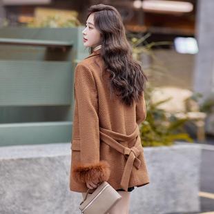 羽绒服女款秋冬季202年款毛呢西装外ZBEI8806套高端4品中长款呢子