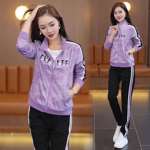 运动套装女春秋季224年新时尚0修身休闲薄73393334款洋款减龄外套