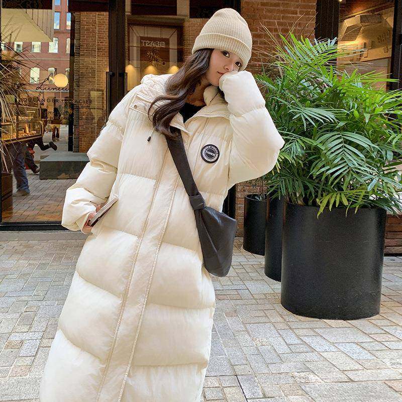 面白色帽羽绒服女连2b100-639052冬季新款高级感宽松甜酷90白鸭绒